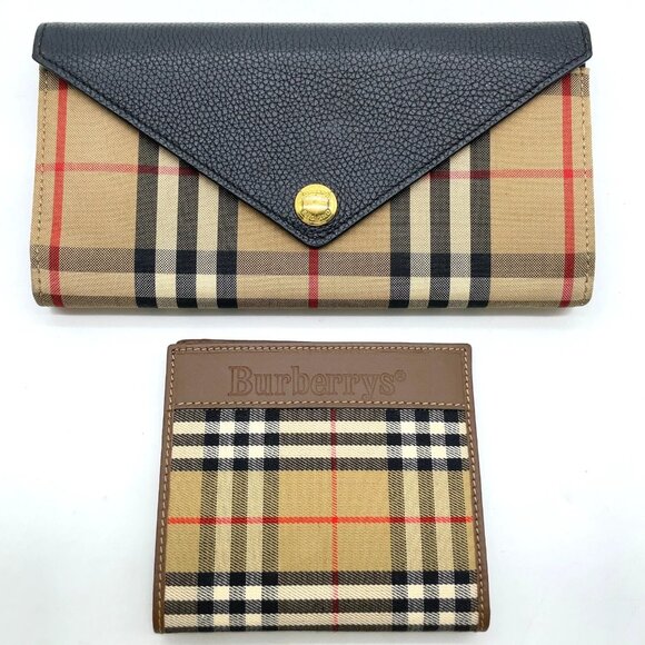 Burberry Brown Nova check Canvas Wallet Set 2 161-051825 - Picture 1 of 16